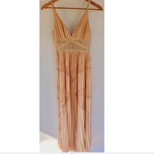 BCBGMAXAZRIA Lace Pleated Georgette A-Line Dress